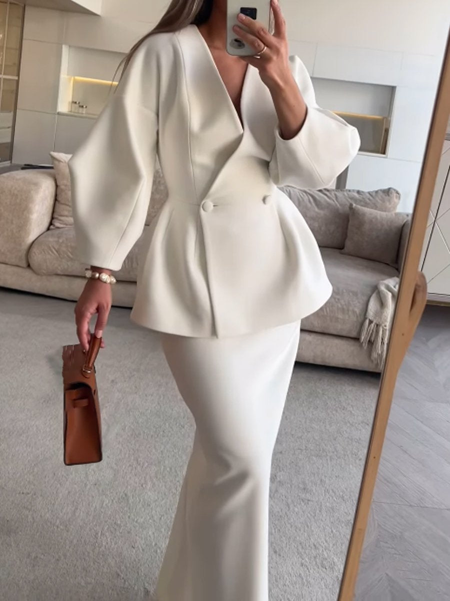 Fashion Solid Elegant Two Pieces Dress (⏰Free Shipping)