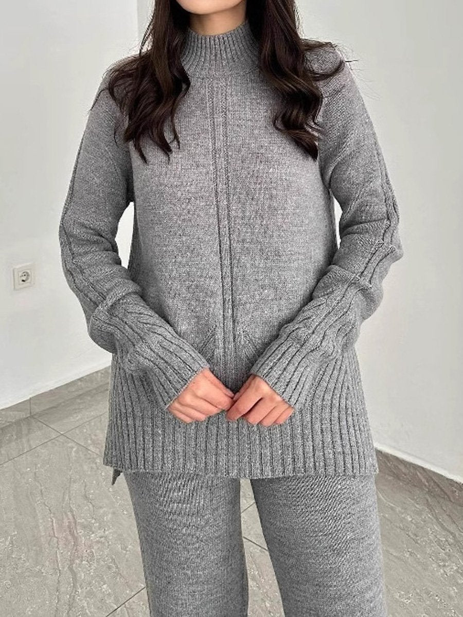 Solid Crewneck Loose Knitwear Casual Suit (✔️Free Shipping)