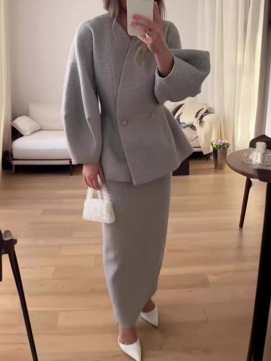 Fashion Solid Elegant Two Pieces Dress (⏰Free Shipping)