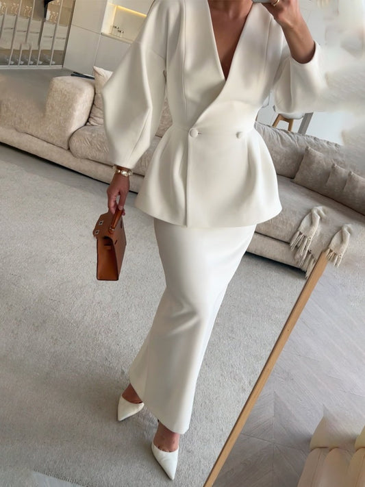Fashion Solid Elegant Two Pieces Dress (⏰Free Shipping)