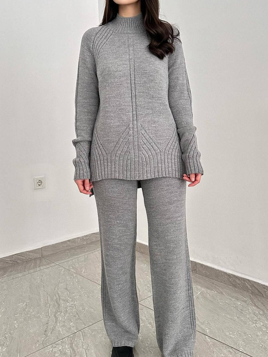 Solid Crewneck Loose Knitwear Casual Suit (✔️Free Shipping)