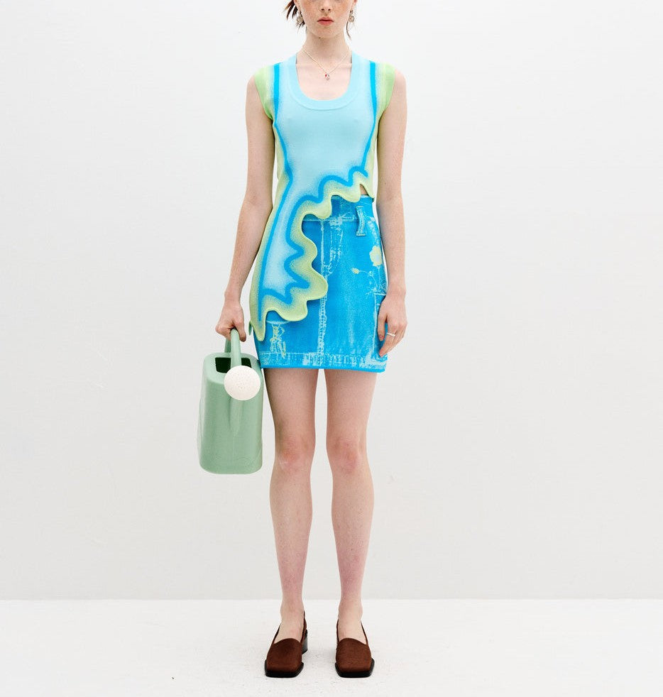 Wavy High-Low Tank Top