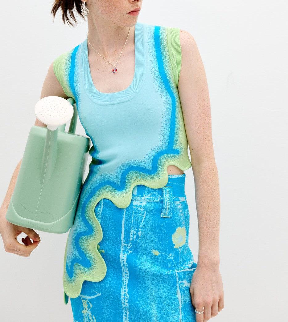 Wavy High-Low Tank Top