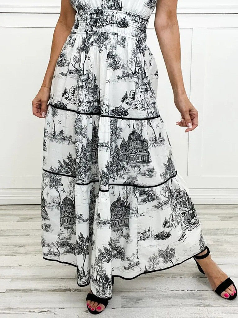 Printed Elastic Waist Dress