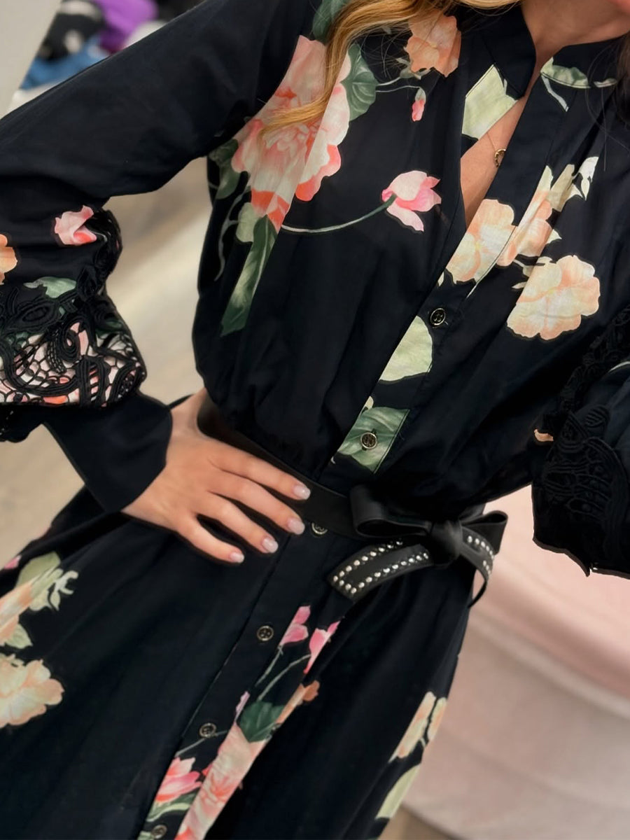 Floral Print Long Sleeve Maxi Dress