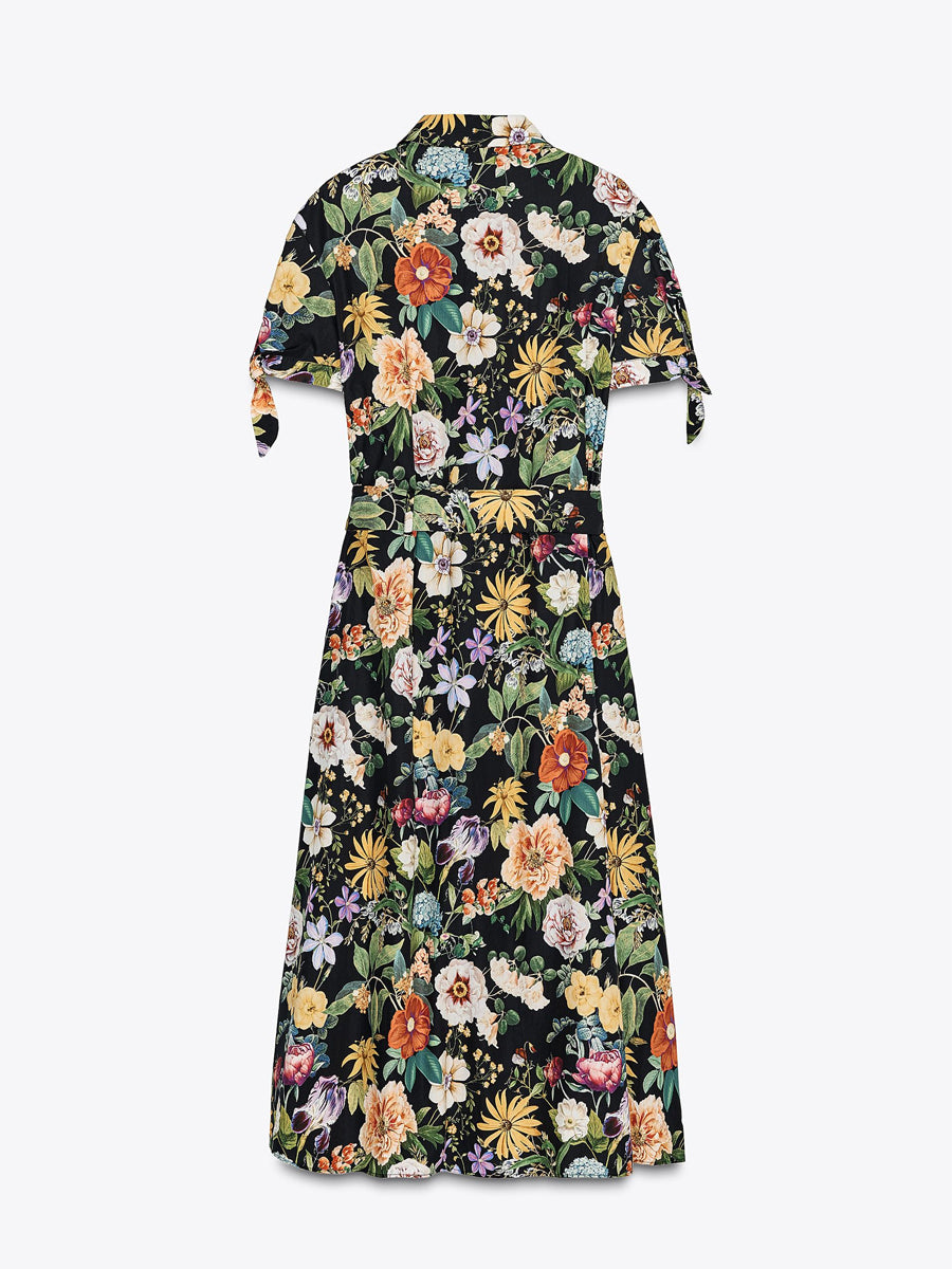 Elegant Floral Print Short Sleeve Dress