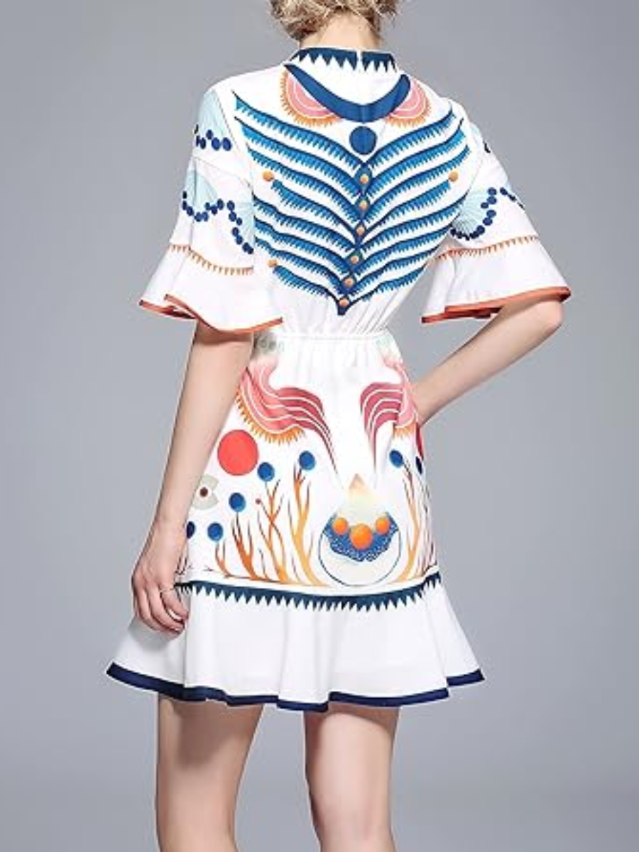 Adorable Printed Vacation Dress