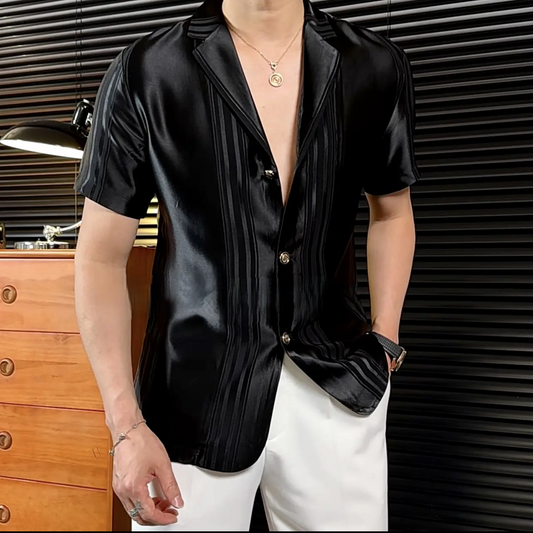 Lapel Ice Silk Short Sleeve Shirt