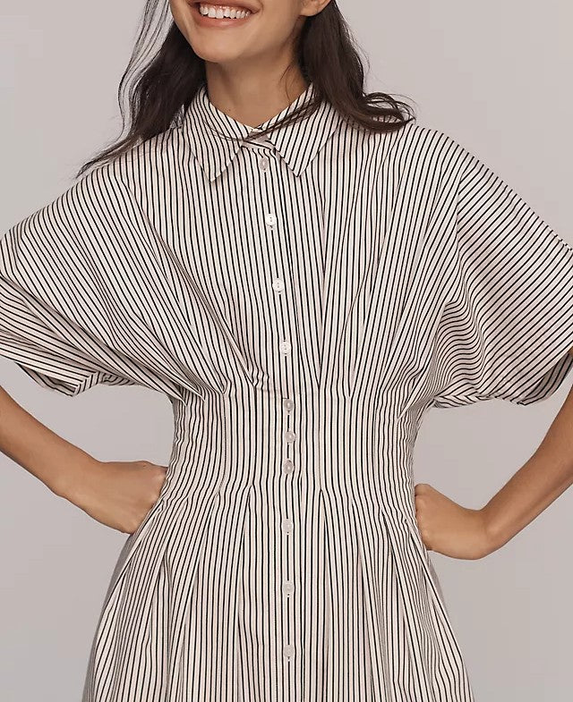 Eleanor Pleated Button-Down Dress