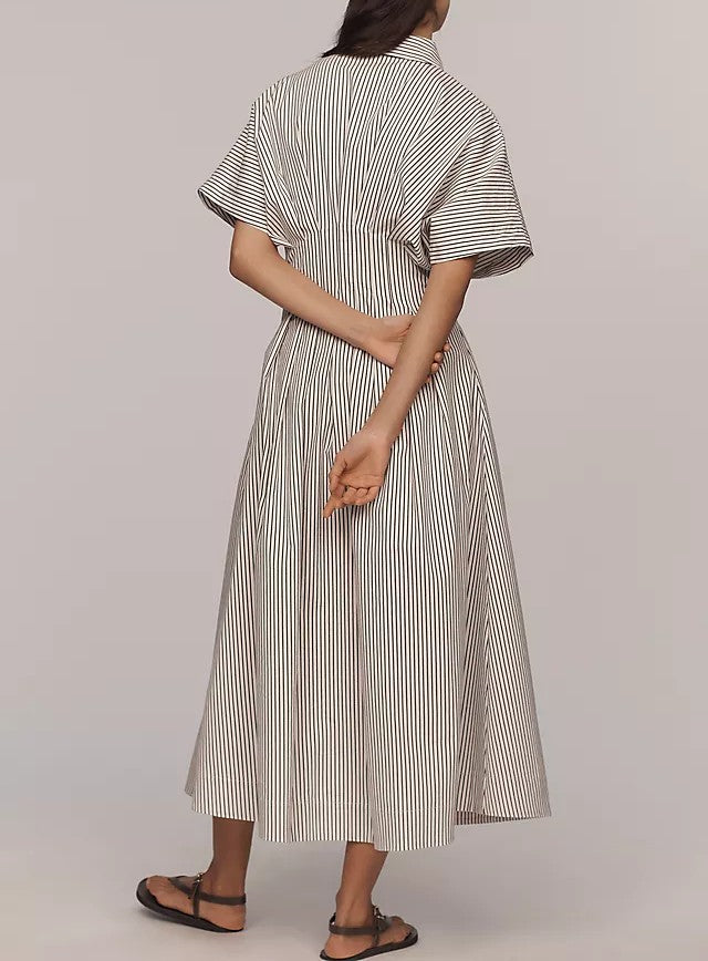 Eleanor Pleated Button-Down Dress