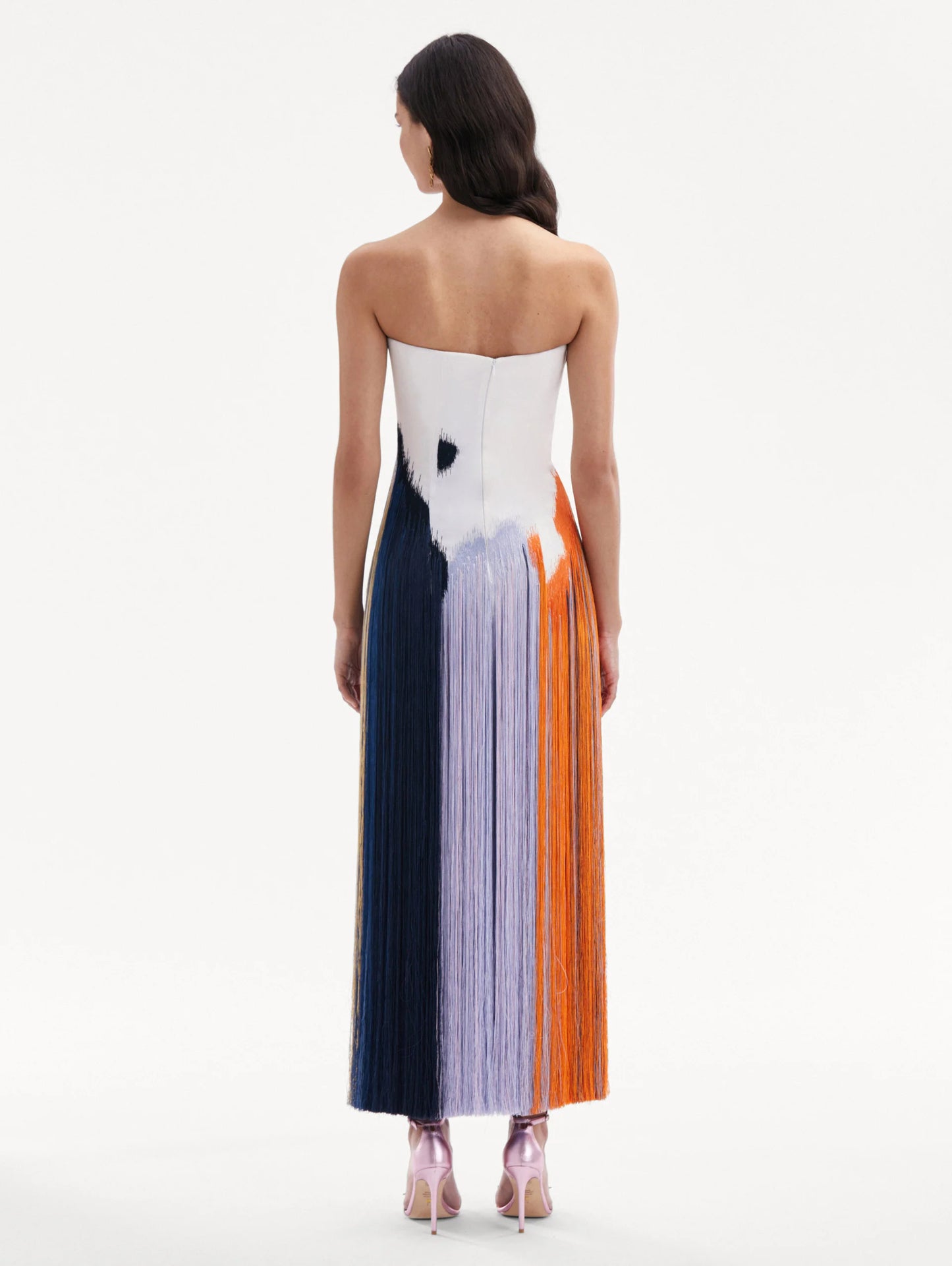 Abstract Brushstroke Fringe Cocktail Dress