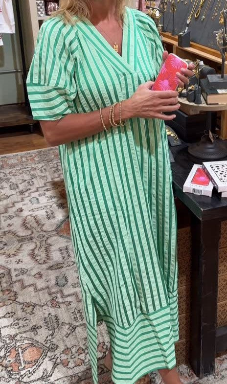 Verdant Travel Striped Dress