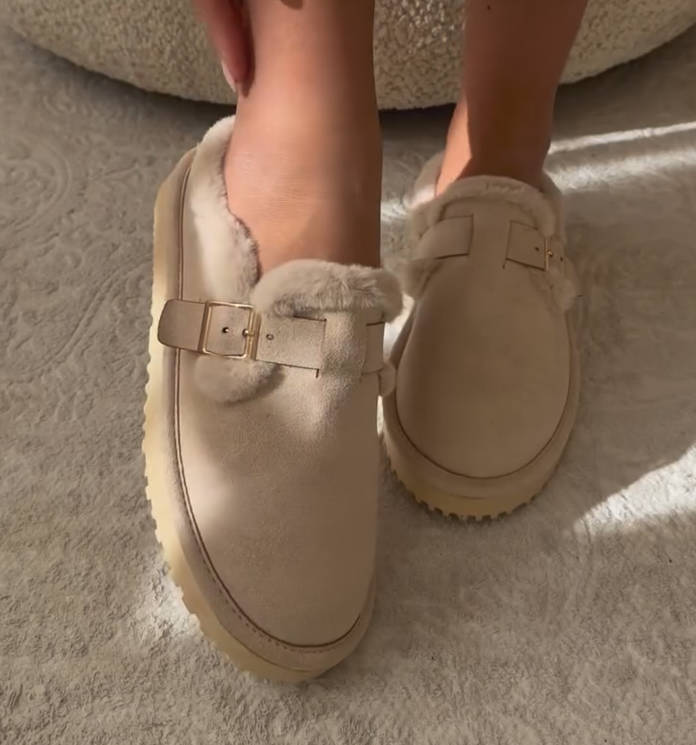 WhisperFur Buckle Mules