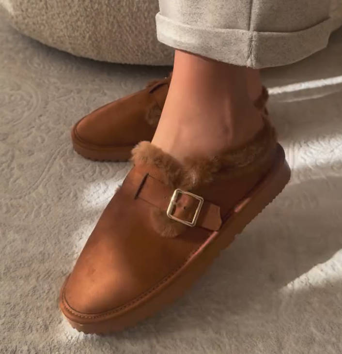 WhisperFur Buckle Mules