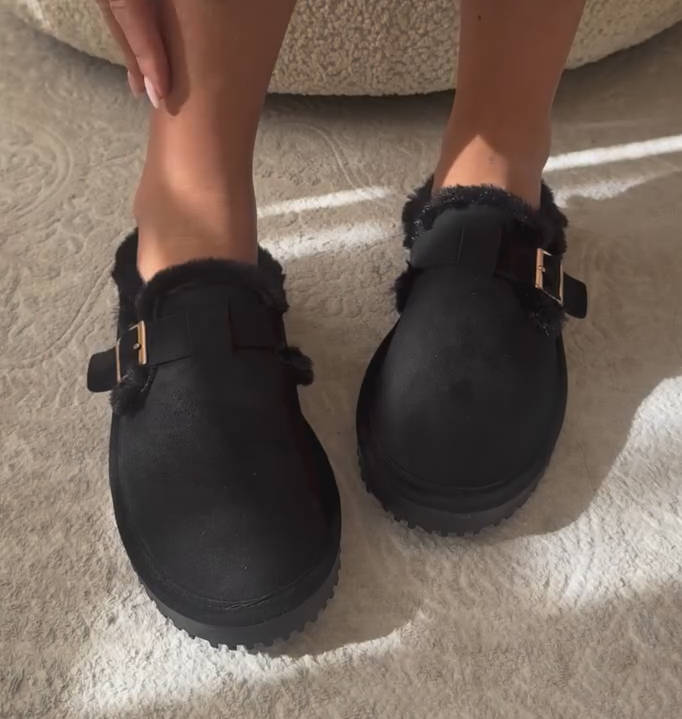 WhisperFur Buckle Mules
