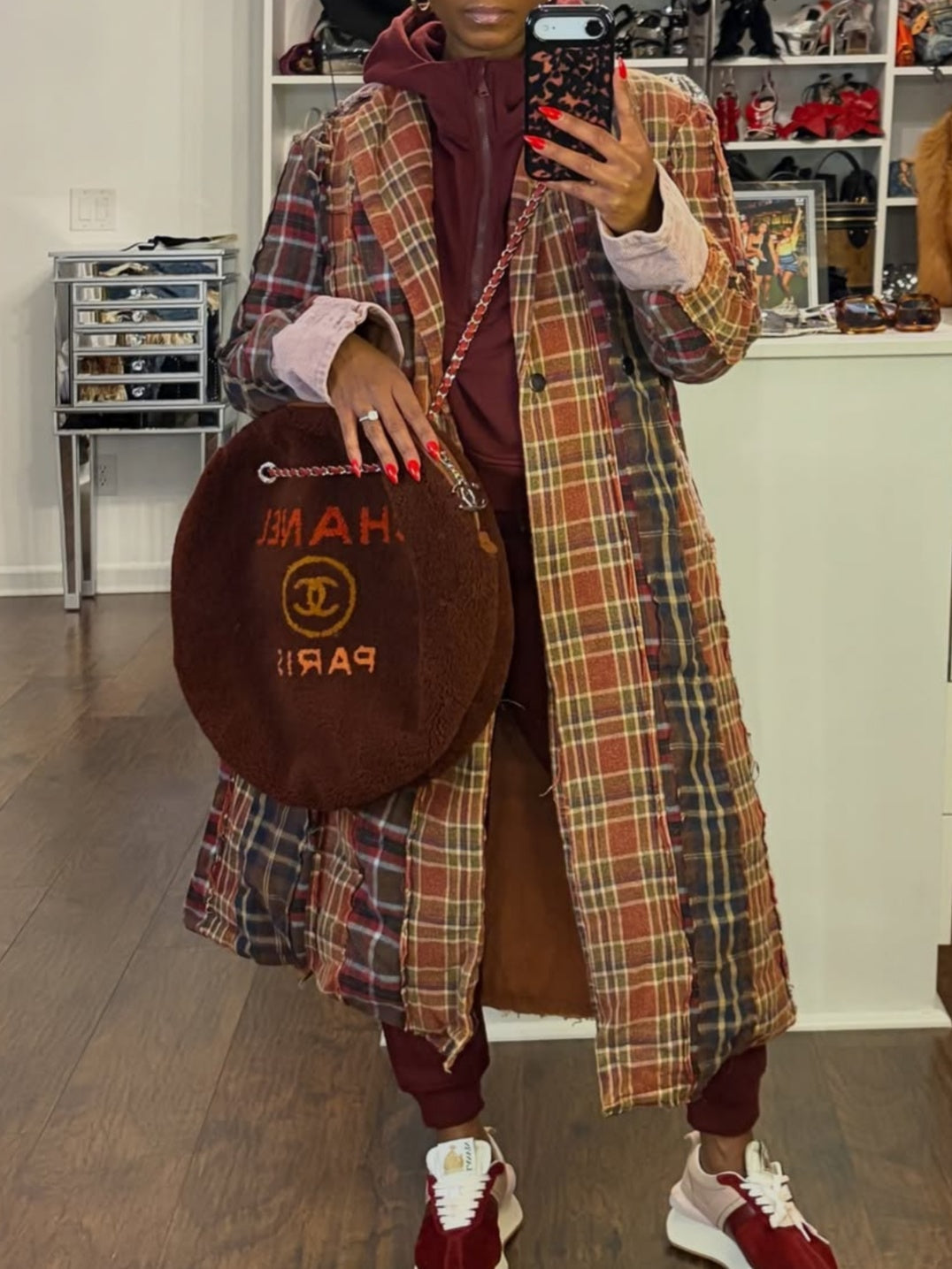 Shearling Round Bag