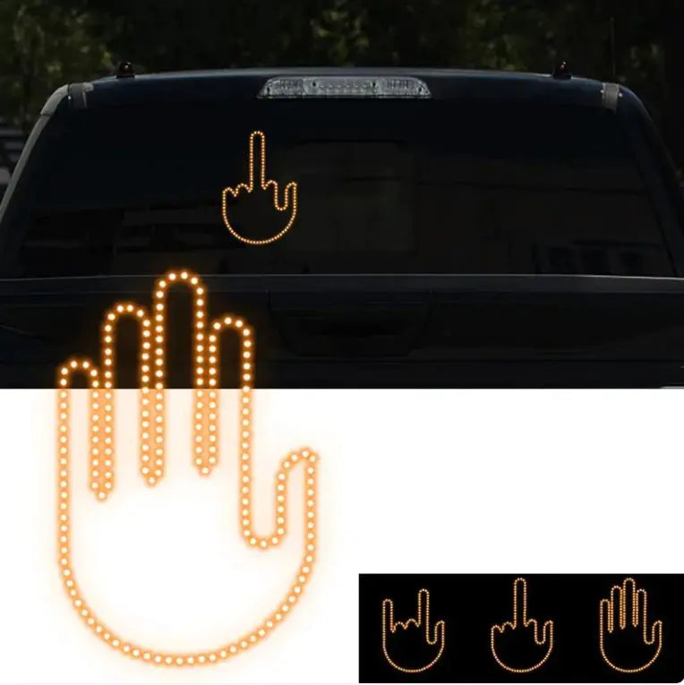 LED Illuminated Gesture Light Car Finger Light With Remote Road Rage Signs