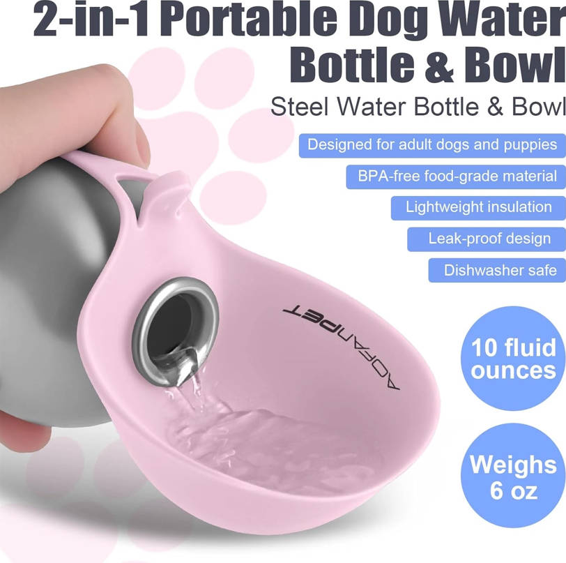 10oz Stainless Steel Dog Water Bottle