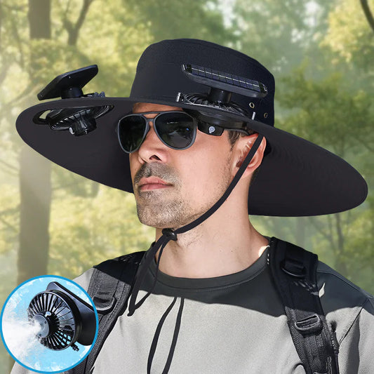 Sun Hat With 2 Solar Fan, 3 Speeds Adjustable, UPF50
