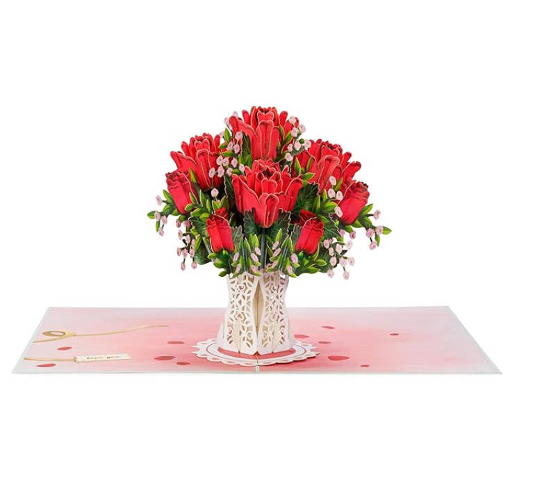 3D Bouquet Of Roses Pop Up Romantic Card