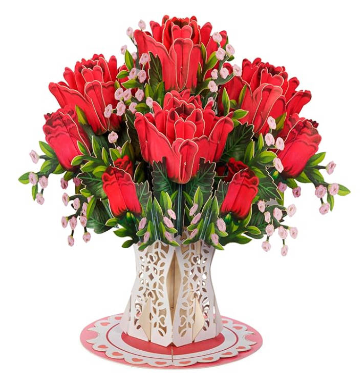 3D Bouquet Of Roses Pop Up Romantic Card