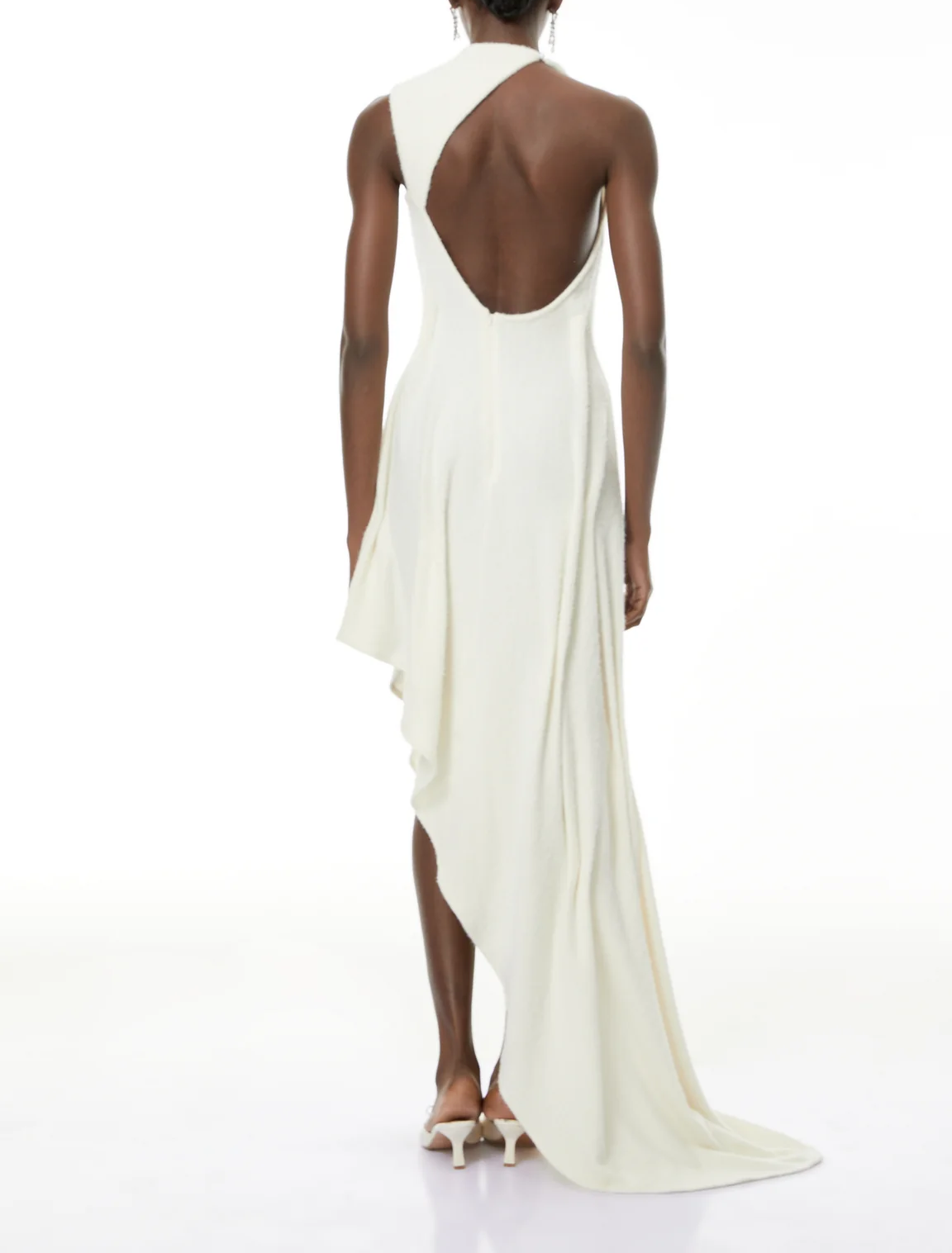White Textured Asymmetrical Maxi Dress