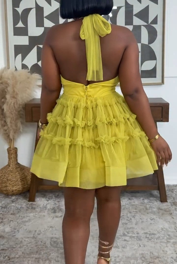 Fluffy Strapless Mini Dress