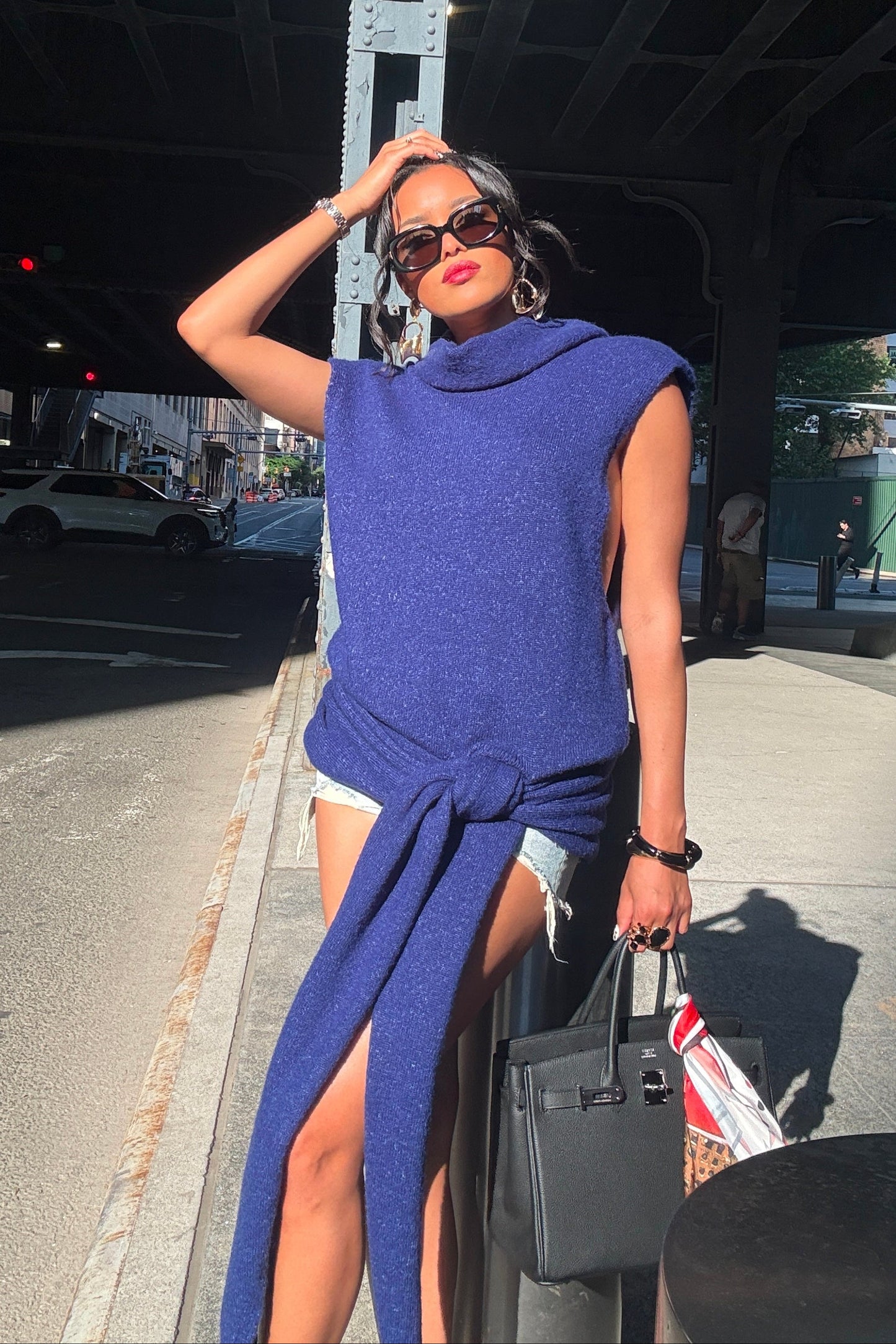 Sleeveless Stretch Knit Skirt