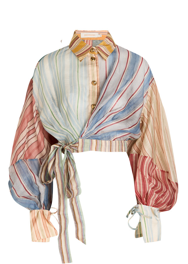 Rebellion striped linen and silk-blend blouse