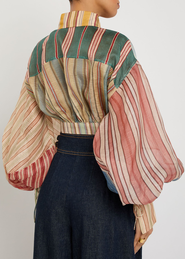 Rebellion striped linen and silk-blend blouse