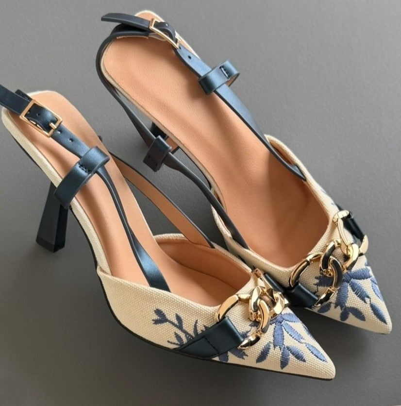 Monaco Bloom Slingback Heels