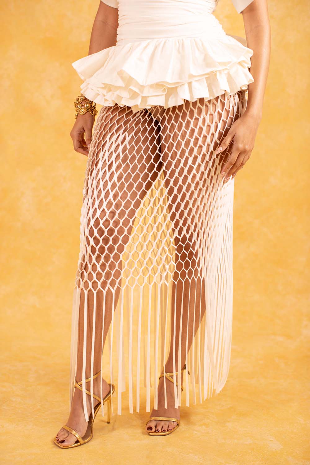 Yumi Faux Suede Laser Cut Skirt