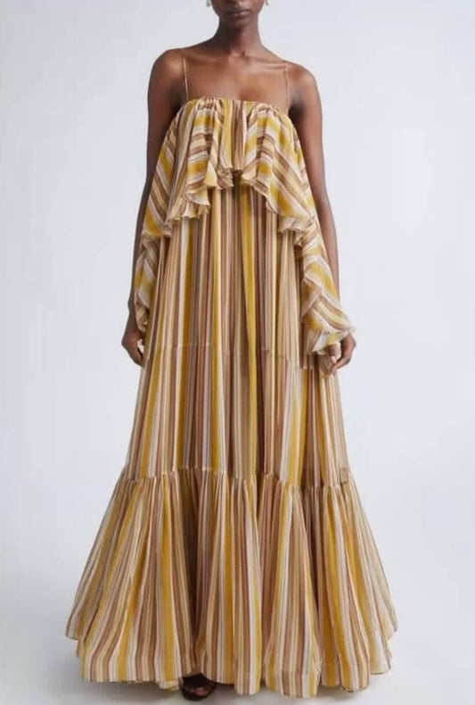 Golden Hour Cascade Maxi Dress