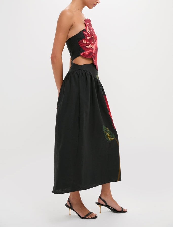 Rose Strapless Midi Dress