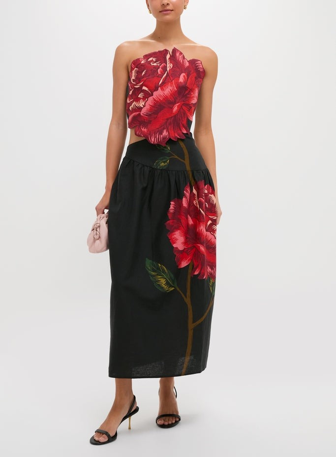 Rose Strapless Midi Dress