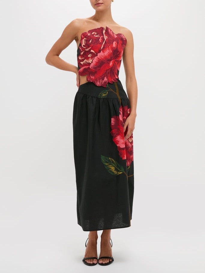 Rose Strapless Midi Dress