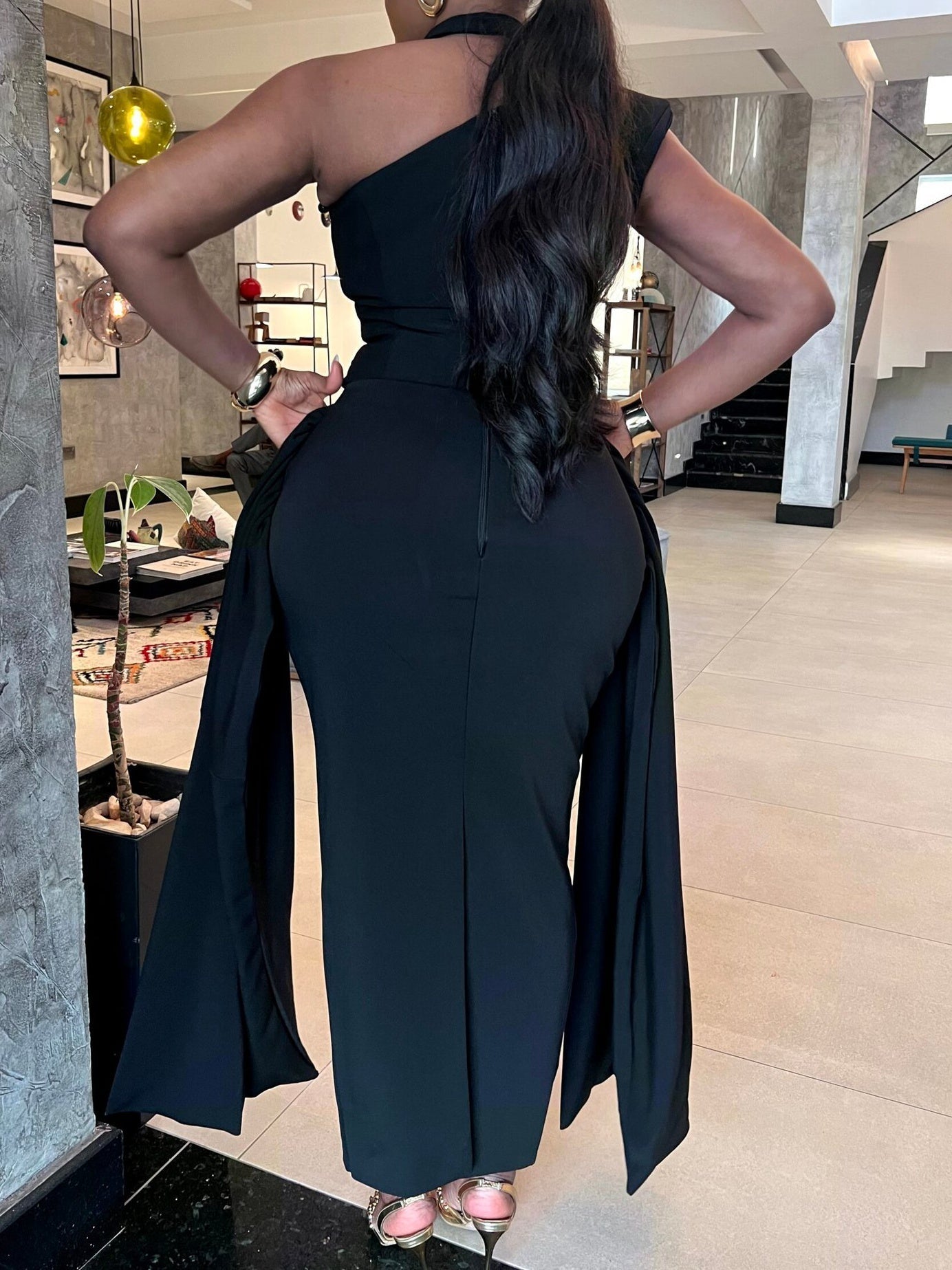 Embellished Draped Maxi Dress