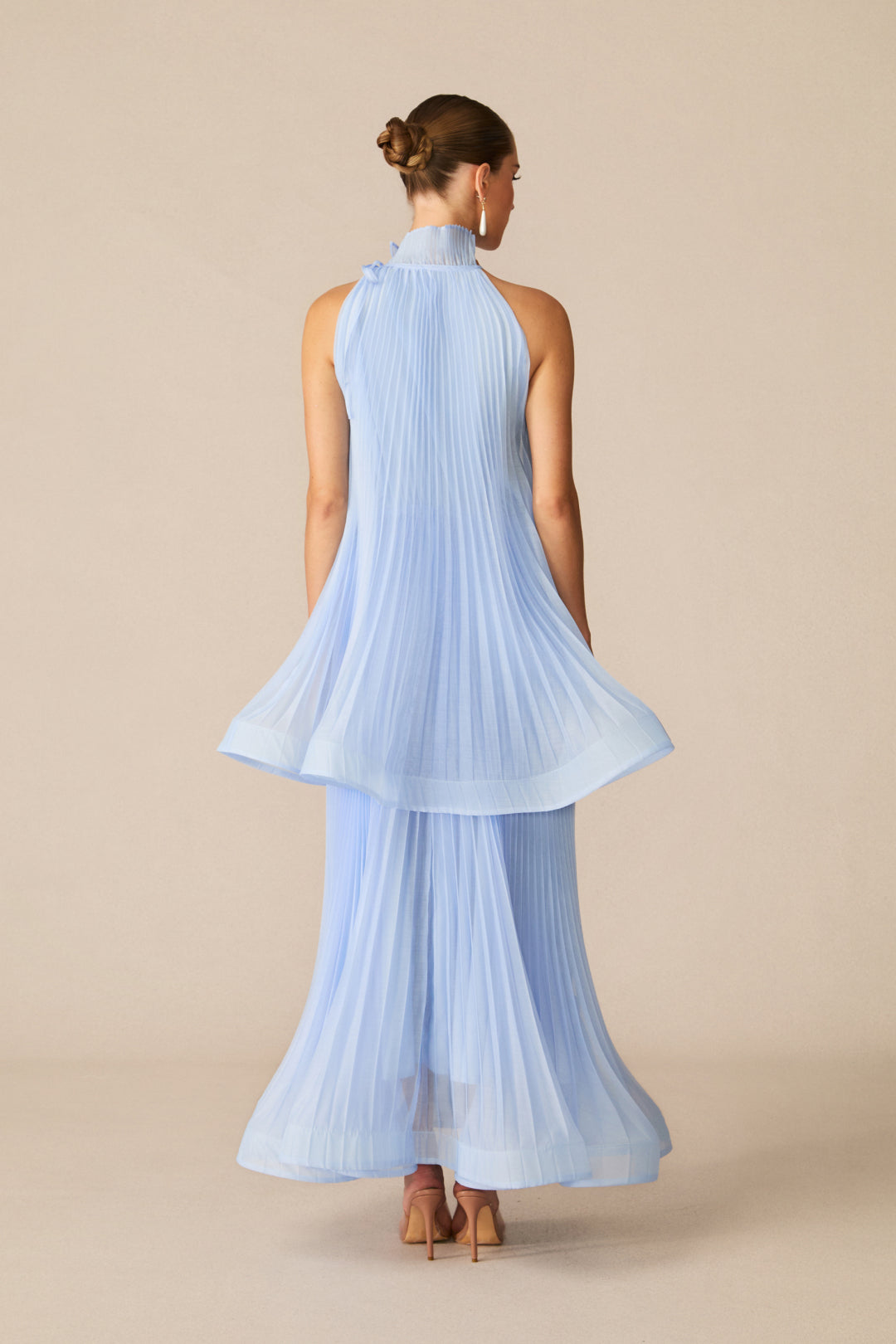 Ivanna Sleeveless Pleated Maxi Dress