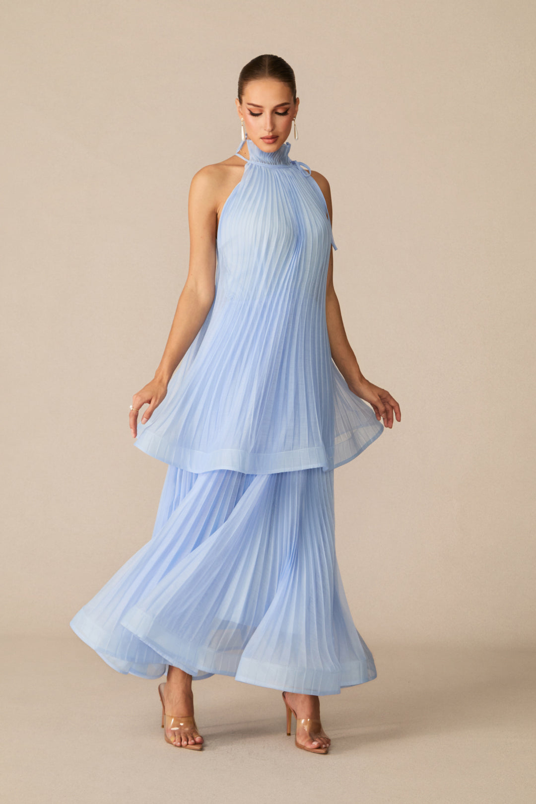Ivanna Sleeveless Pleated Maxi Dress