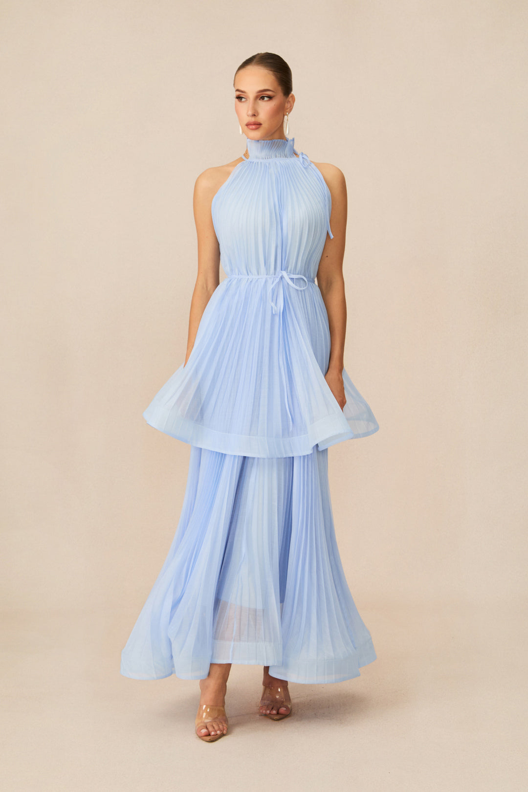 Ivanna Sleeveless Pleated Maxi Dress