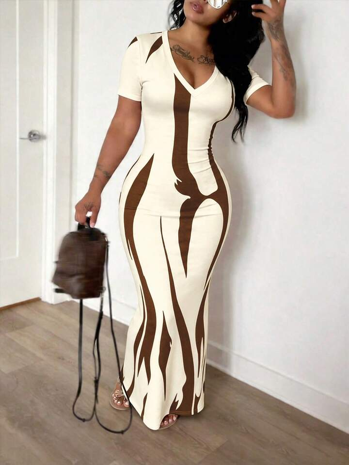 Women's Summer Sexy Graphic Fitted Print Short Sleeve