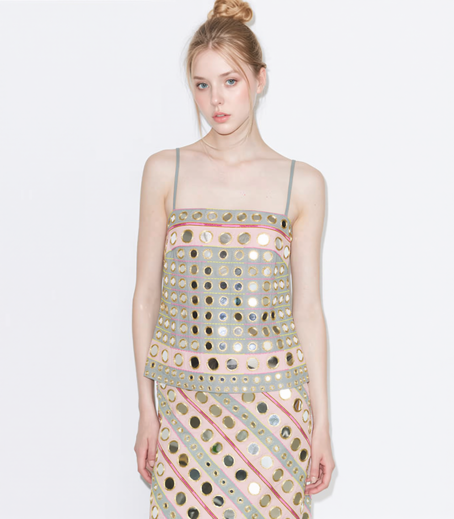 Mirror Embellished Cotton Dress