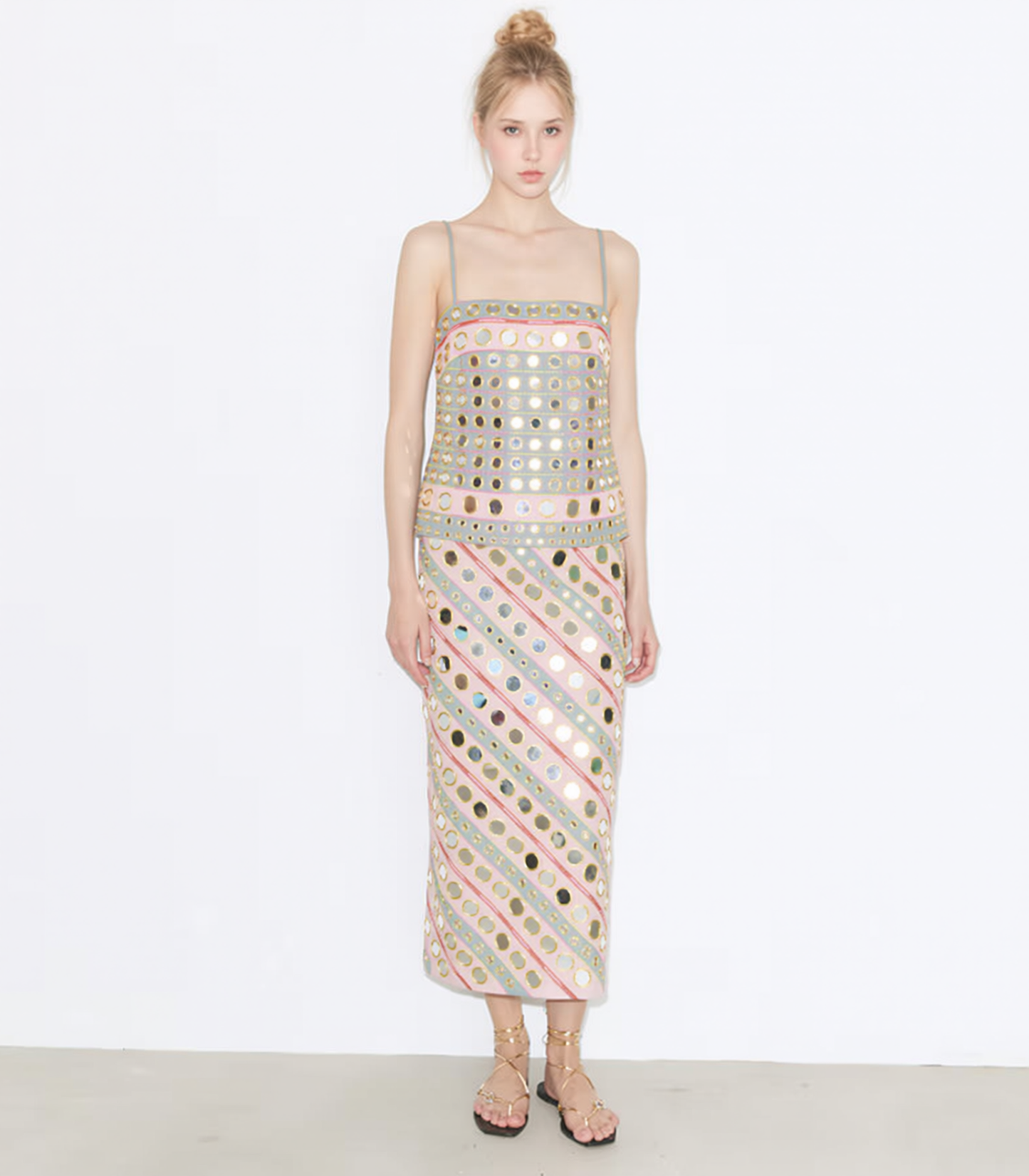 Mirror Embellished Cotton Dress