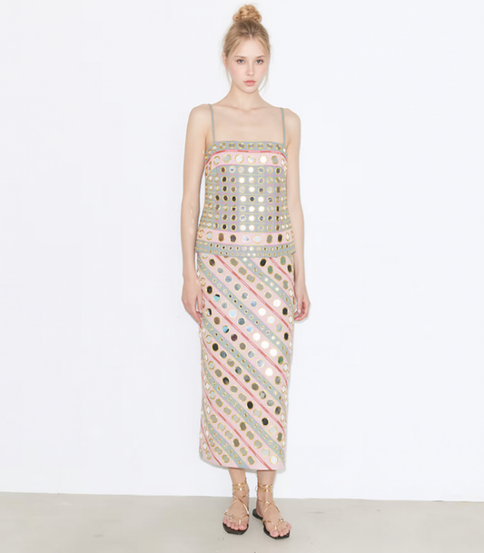 Mirror Embellished Cotton Dress