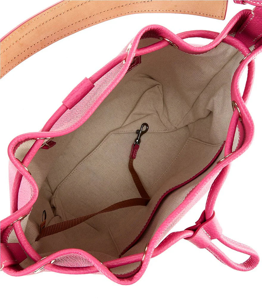 Leather Drawstring Shoulder Bucket Bag