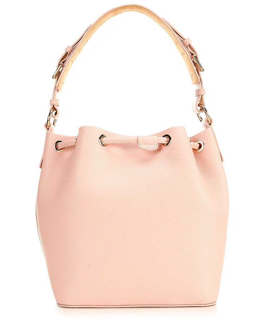 Leather Drawstring Shoulder Bucket Bag