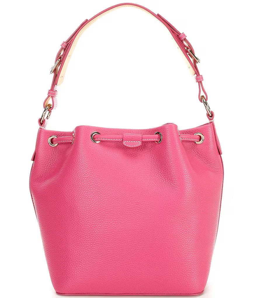 Leather Drawstring Shoulder Bucket Bag