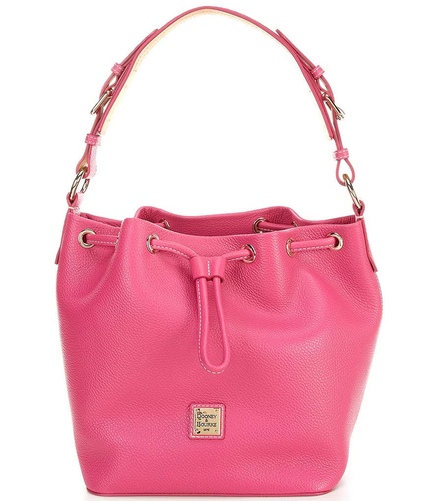 Leather Drawstring Shoulder Bucket Bag