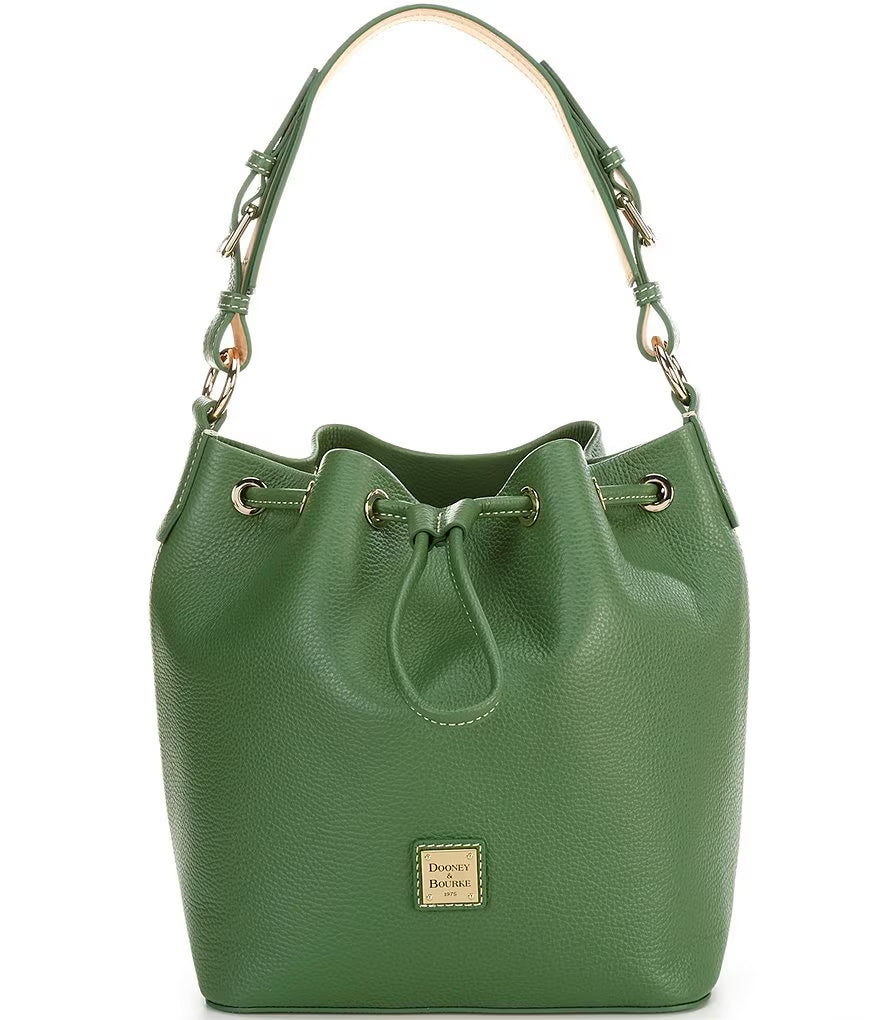 Leather Drawstring Shoulder Bucket Bag