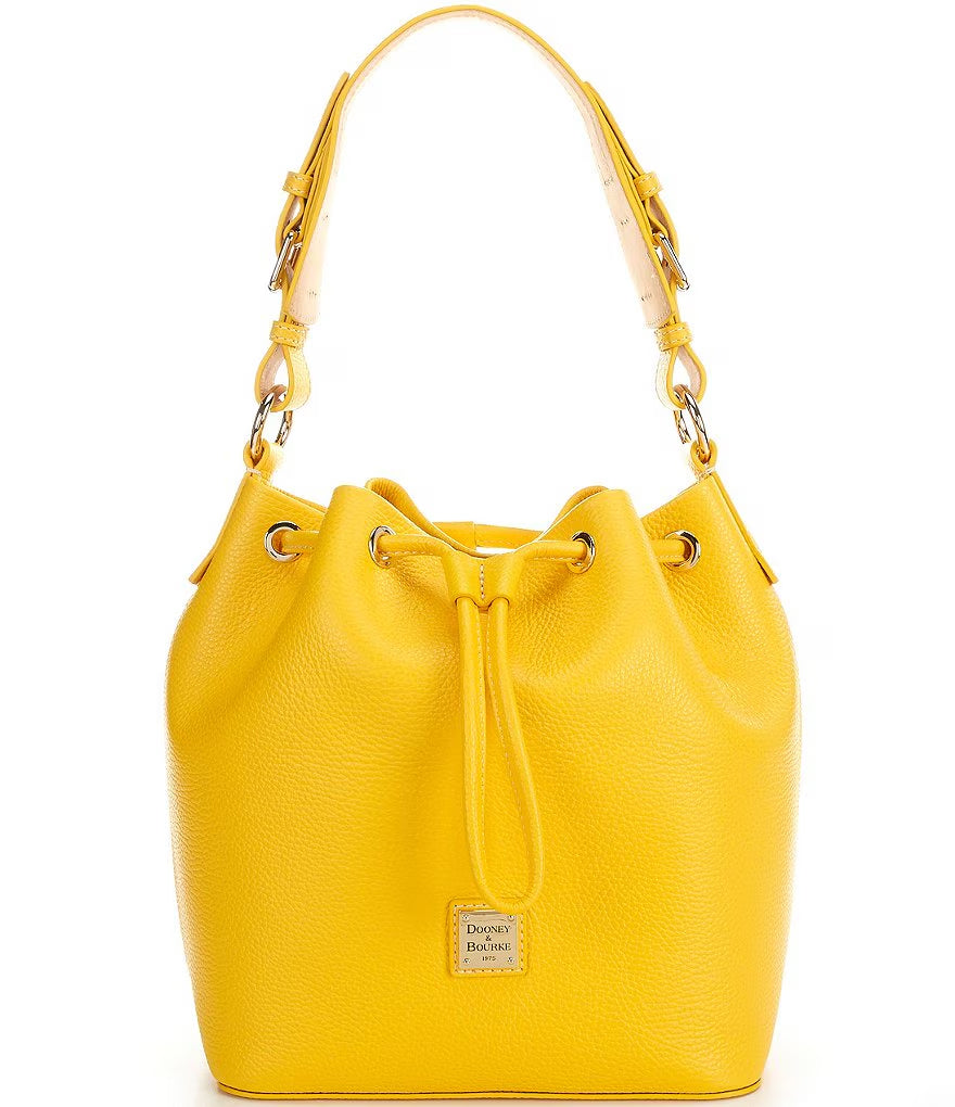Leather Drawstring Shoulder Bucket Bag